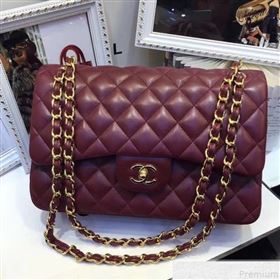 Chanel Lambskin Classic Jumbo Flap Bag Burgundy 2019 TOP(GHW) (AW-9050153)