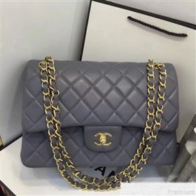 Chanel Lambskin Classic Jumbo Flap Bag Grey 2019 TOP(GHW) (AW-9050154)