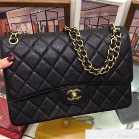 Chanel A58600 Caviar Leather Classic Jumbo Flap Bag Black 2019 TOP （GHW） (AW-9050156)