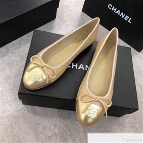 Chanel Nude Lambskin Leather Ballerinas With Gold Toe 2019 (DLY-9050172)