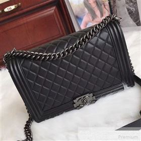 Chanel Small Quilted Grained Calfskin Classic Boy Flap Bag 67085 Black 2019 (SMJD-9051680)