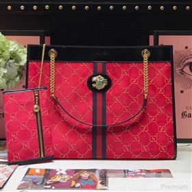 Gucci GG Velvet Rajah Large Tote 537219 Red 2019 (JIANM-9051685)