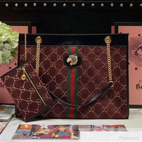 Gucci GG Velvet Rajah Large Tote 537219 Brown 2019 (JIANM-9051687)