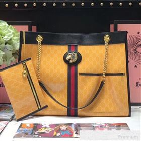 Gucci GG Patent Leather Rajah Large Tote 537219 Yellow 2019 (JIANM-9051702)