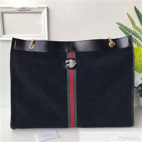 Gucci Suede Rajah Maxi Tote 537218 Black 2018 (DLH-9051704)