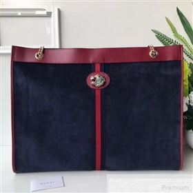 Gucci Suede Rajah Maxi Tote 537218 Navy Blue 2018 (DLH-9051705)