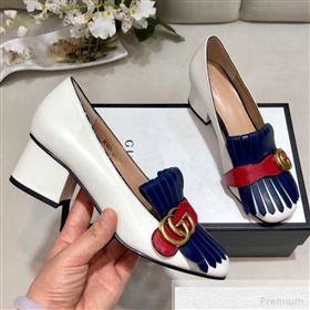 Gucci Leather Mid-heel Pump 408208 White 2019 (DLY-9051631)