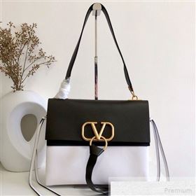 Valentino Medium VRING Smooth Calfskin Shoulder Bag Black/White 2019 (JJ3-9051128)