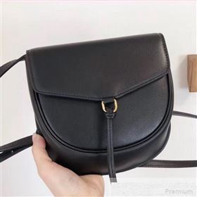 Saint Laurent Datcha Saddle Shoulder Bag in Toothpick Grained Leather 551559 Black 2019 (KTS-9051133)