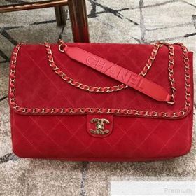 Chanel x Pharrell Oversize Suede Flap Bag Red 2019 (JDH-9051324)