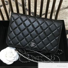 Chanel Pearls Quilted Lambskin Wallet On Chain WOC Black 2019 (JDH-9051328)