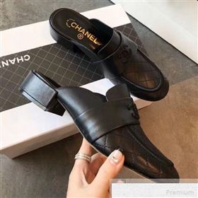 Chanel Quilted Leather Loafers Mules G34427 Black 2019 (EM-9051515)