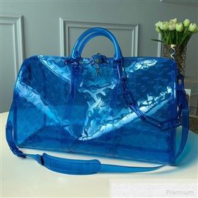 Louis Vuitton Monogram PVC Keepall Bandouliere 50 M53271 Blue 2019 (KD-9051335)