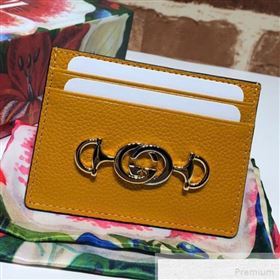 Gucci Zumi Grainy Leather Card Case 570679 Yellow (DLH-9051340)