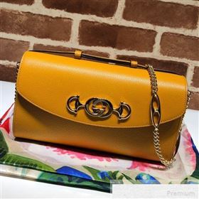 Gucci Zumi Grained Leather Small Shoulder Bag 572375 Yellow 2019 (DLH-9051345)