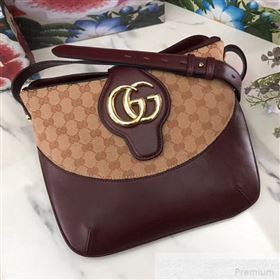 Gucci Arli GG Medium Shoulder Bag 568857 Beige/Burgundy 2019 (JM-9051352)