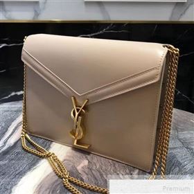 Saint Laurent Cassandra Monogram Clasp Shoulder Bag in Smooth Leather 532750 Apricot 2019 (YIDA-9051410)