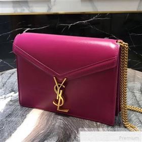 Saint Laurent Cassandra Monogram Clasp Shoulder Bag in Smooth Leather 532750 Fushcia 2019 (YIDA-9051409)