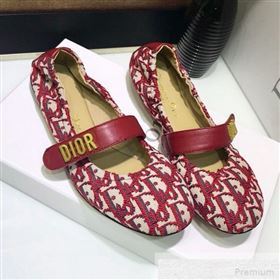 Dior Baby-D Quake Flat Ballerinas in Burgundy Oblique Jacquard Canvas 2019 (JINC-9051583)