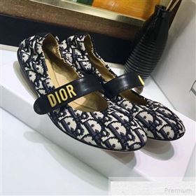 Dior Baby-D Quake Flat Ballerinas in Blue Oblique Jacquard Canvas 2019 (JINC-9051584)