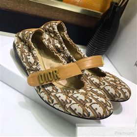 Dior Baby-D Quake Flat Ballerinas in Khaki Oblique Jacquard Canvas 2019 (JINC-9051586)