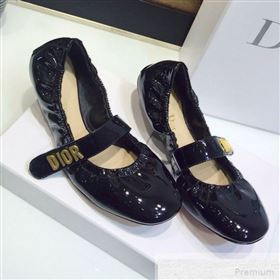 Dior Baby-D Flat Ballerinas in Black Patent Leather 2019 (JINC-9051587)