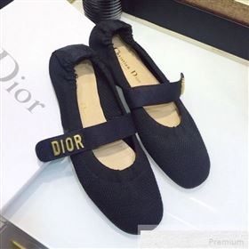 Dior Baby-D Flat Ballerinas in Black Fabric 2019 (JINC-9051589)