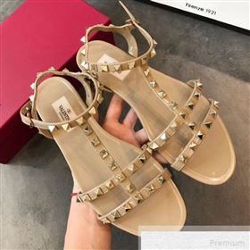 Valentino Rockstud Flat Rubber Sandal Beige 2019 (EM-9051528)