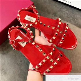 Valentino Rockstud Flat Rubber Sandal Red 2019 (EM-9051529)