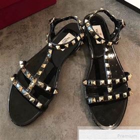 Valentino Rockstud Flat Rubber Sandal Black 2019 (EM-9051530)