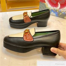 Gucci Leather Platform Loafer with Horsebit 565365 Black/Brown 2019 (1054-9051567)