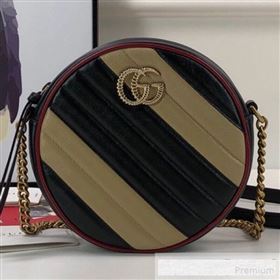 Gucci GG Marmont Mini Round Shoulder Bag 550154 Beige/Black 2019 (DLH-9061042)