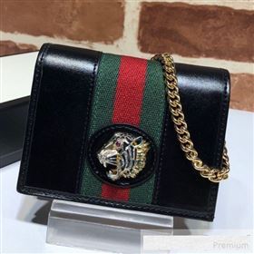 Gucci Leather Rajah Chain Card Case Wallet ‎573790 Black (DLH-9061050)