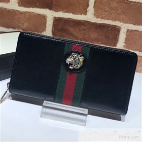 Gucci Leather Rajah Zip Around Wallet 573791 Black (DLH-9061054)