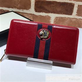 Gucci Leather Rajah Zip Around  Wallet 573791 Red  (DLH-9061053)