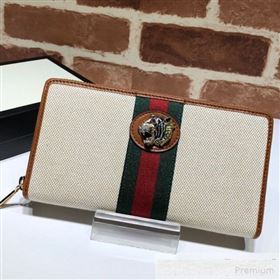 Gucci Beige Vintage Canvas Rajah Zip Around  Wallet 573791   (DLH-9061055)