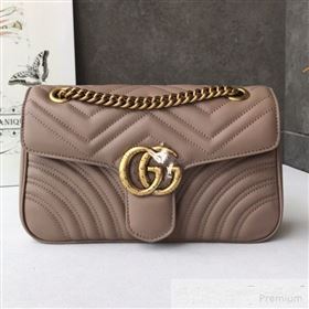 Gucci GG Marmont Leather Small Shoulder Bag ‎443497 Milk Tea Beige 2019 (DLH-9061062)