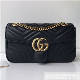 Gucci GG Marmont Leather Small Shoulder Bag ‎443497 Black/Gold 2019 (DLH-9061061)