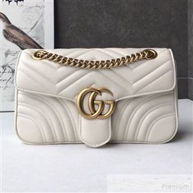 Gucci GG Marmont Leather Small Shoulder Bag ‎443497 White (DLH-9061064)