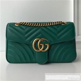 Gucci GG Marmont Leather Small Shoulder Bag ‎443497 Green (DLH-9061063)