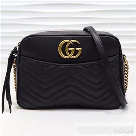 Gucci GG Marmont Leather Medium Shoulder Bag 443499 Black 2019 (MINGH-9061065)