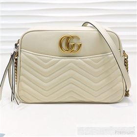 Gucci GG Marmont Leather Medium Shoulder Bag 443499 White 2019 (MINGH-9061066)