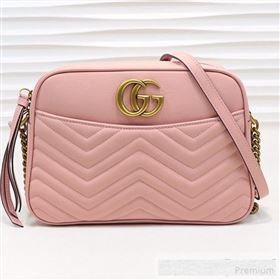 Gucci GG Marmont Leather Medium Shoulder Bag 443499 Pink 2019 (MINGH-9061067)