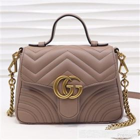 Gucci GG Marmont Leather Mini Top Handle Bag 547260 Dusty Pink 2019 (MINGH-9061104)