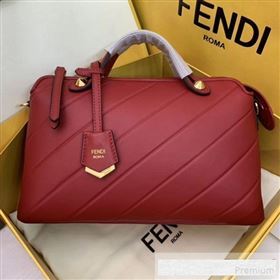 Fendi Diagonal Leather By The Way Regular Boston Bag Red 2019 (AFEI-9061127)