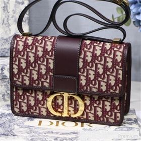 Dior 30 Montaigne CD Flap Bag in Burgundy Oblique Jacquard Canvas 2019 (BINF-9061132)