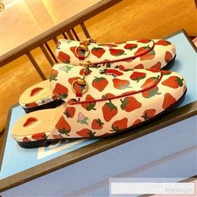 Gucci Princetown Strawberry Print Canvas Slipper Mules 2019 (SIYA-9061265)