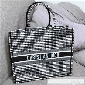 Dior Embroidered Houndstooth Book Tote Black/White 2019 (HENGL-9061140)