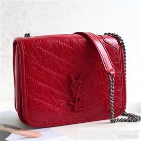 Saint Laurent Niki Chain Wallet WOC in Crinkled Vintage Leather 583103 Red 2019 (KTS-9061157)