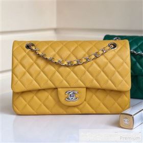 Chanel Medium Iridescent Quilted Coarse Grained Leather Classic Flap Bag Yellow 2019 (YD-9061454)